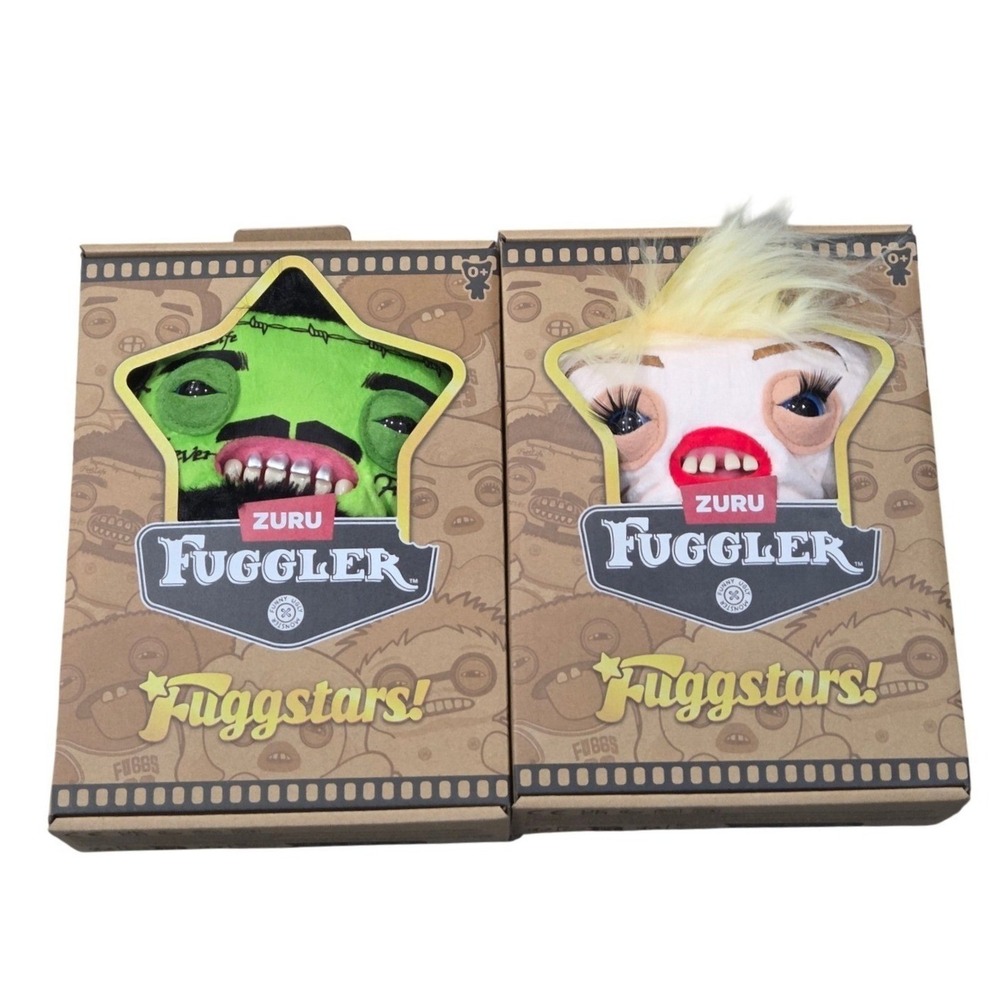 ZURU Fuggler Fuggstars Plush Doll Set of 2 Green Blonde Monsters NEW